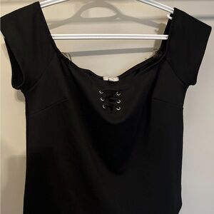 Black Lace-Up Women's Top